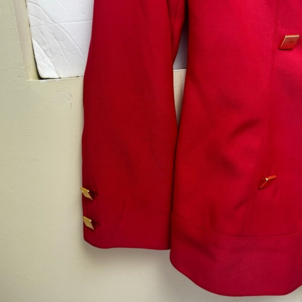 CLAUDE MONTANA Vintage 80s Tailored Blazer Jacket Futuristic Top Rare Red Wool 8 - Picture 7 of 16